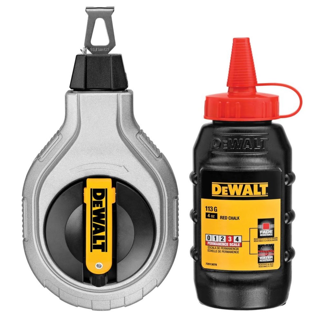 Шнур разметочный DEWALT DWHT47408-0, 6:1 30м + флакон красного мелового порошка 113 г.