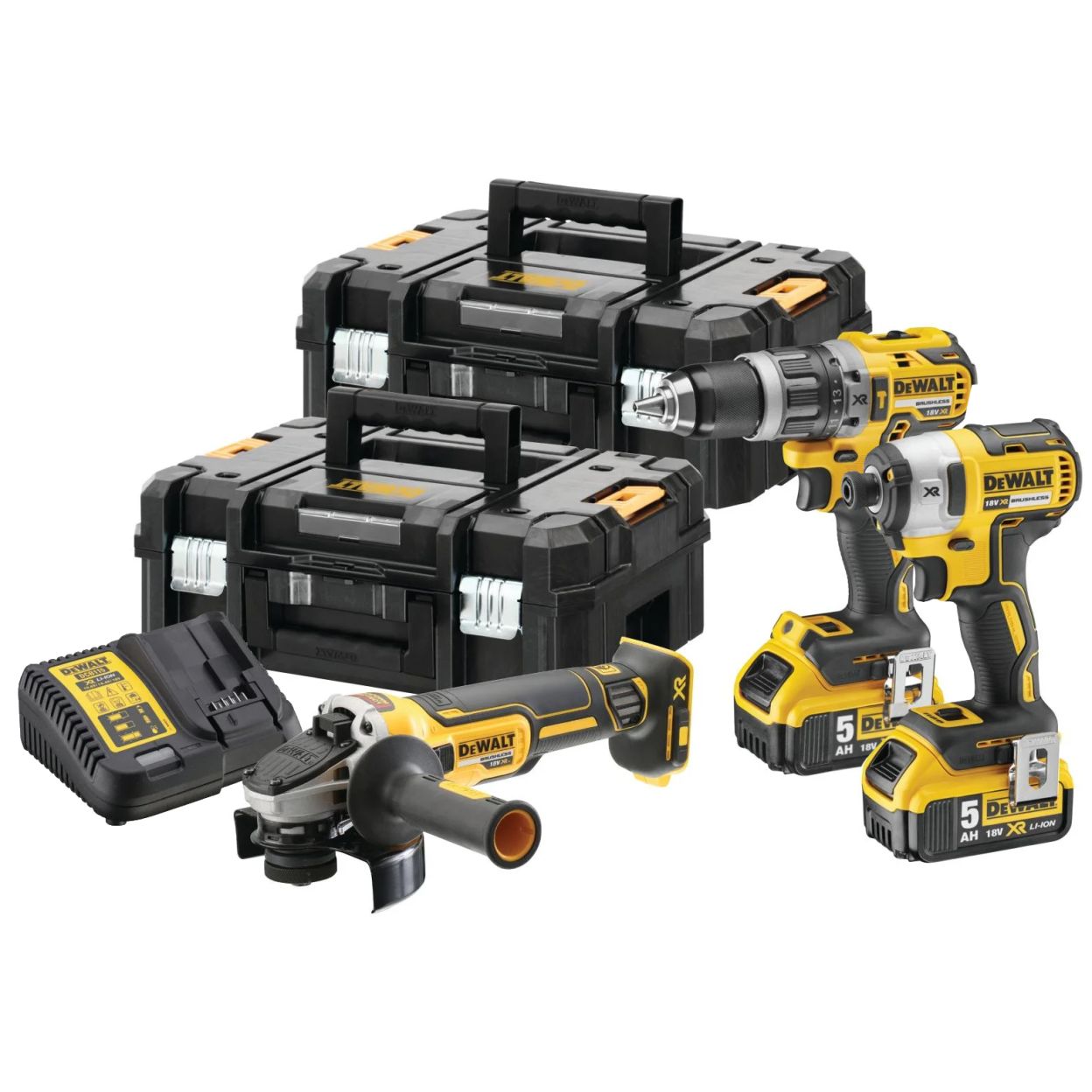 Набор электроинструмента DEWALT: дрель-шуруповерт DCD796 + шуруповерт DCF887 + УШМ DCG412, DCK384P2