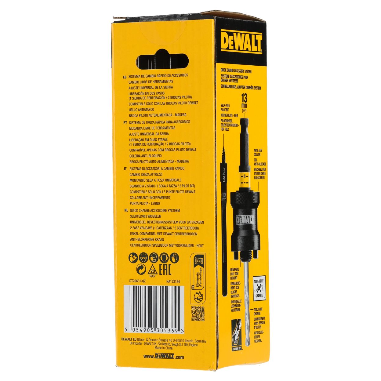 Адаптер для коронки со сверлом DEWALT DT20631, HEX, 13 мм