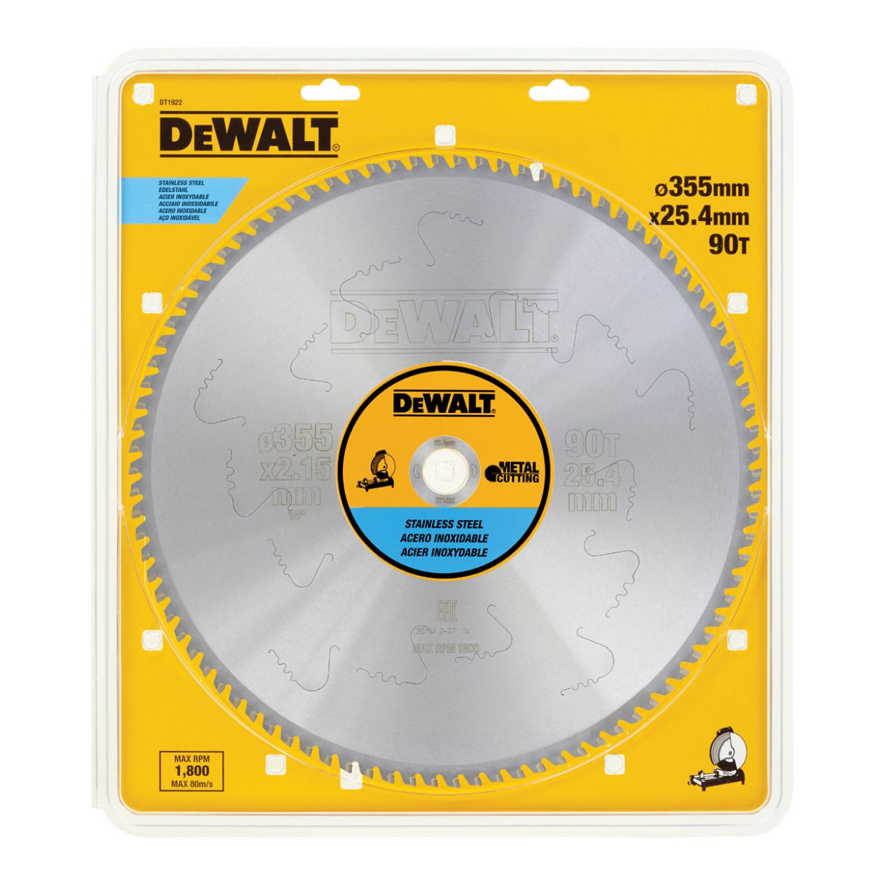 Пильный диск DEWALT METAL CUTTING DT1922, 355/25.4 мм.
