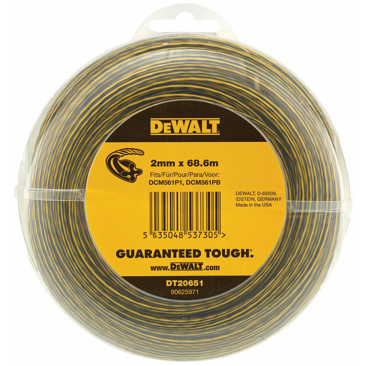 Леска для триммера DEWALT DT20651, витой квадрат, 2 мм, 68.6 м, 5 шт. (DT20651-QZ-5)