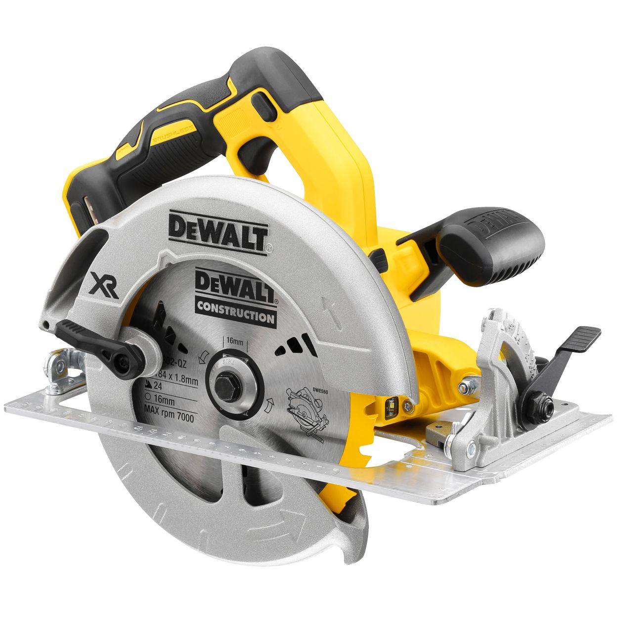 Аккумуляторная дисковая пила DEWALT DCS570H2T, 18 В, 184 мм, 5500 об/мин, с 2 АКБ 5 Ач и ЗУ, в кейсе TSTAK (DCS570H2T-QW)