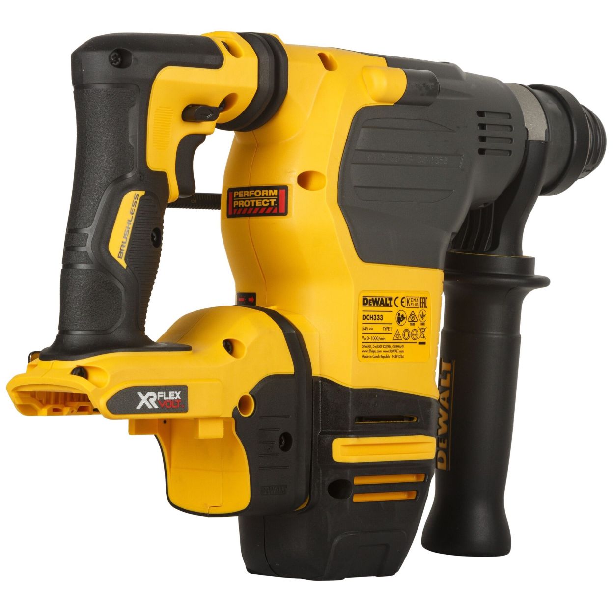 Аккумуляторный перфоратор DEWALT DCH333X2, 54 В, 3.5 Дж, 4480 уд/мин, с 2 АКБ 3 Ач и ЗУ, в кейсе TSTAK (DCH333X2-QW)