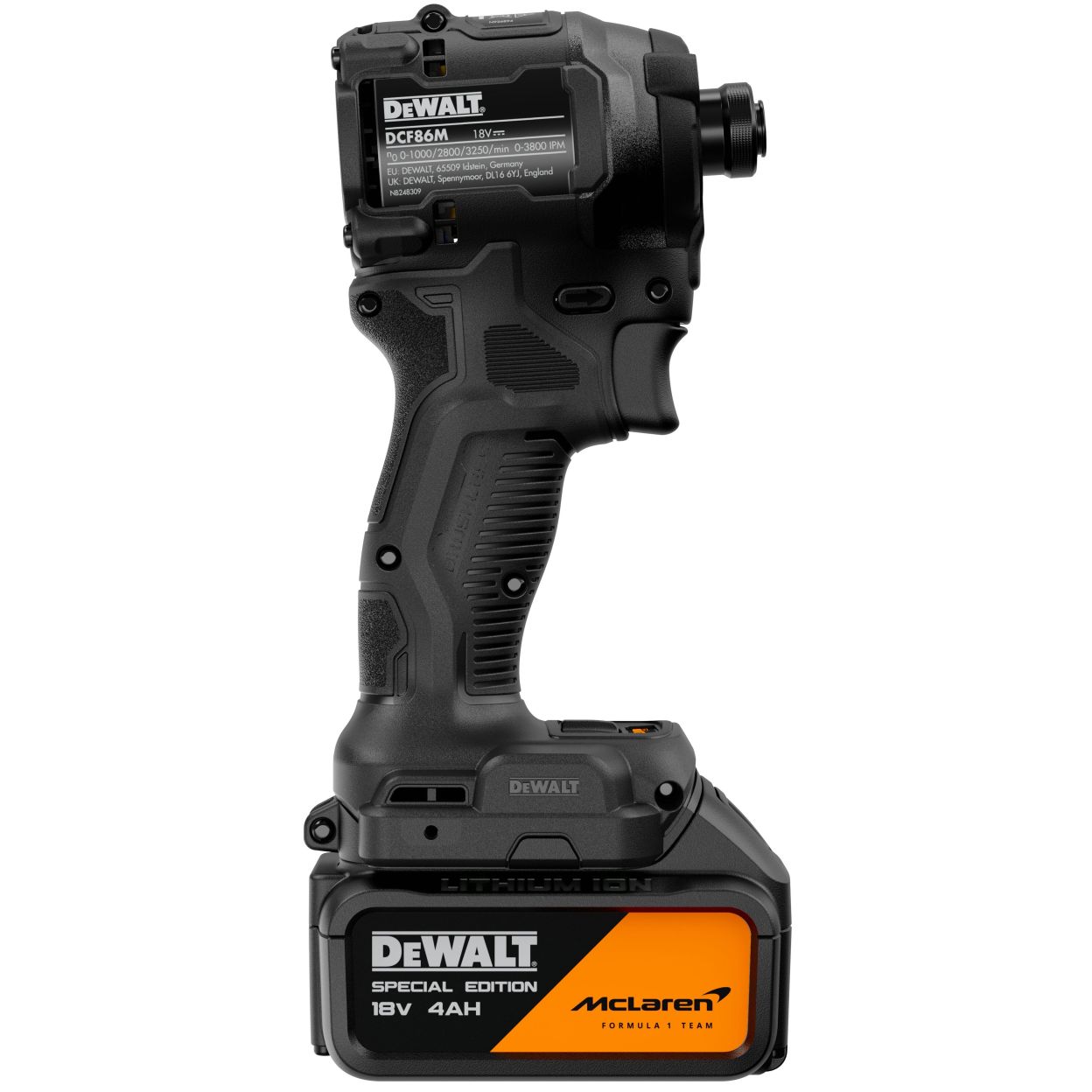 Аккумуляторный шуруповерт DEWALT McLaren Limited Edition DCF86MM1T, 18 В, 205 Нм, 3800 уд/мин, с АКБ 4 Ач и ЗУ, в кейсе TSTAK