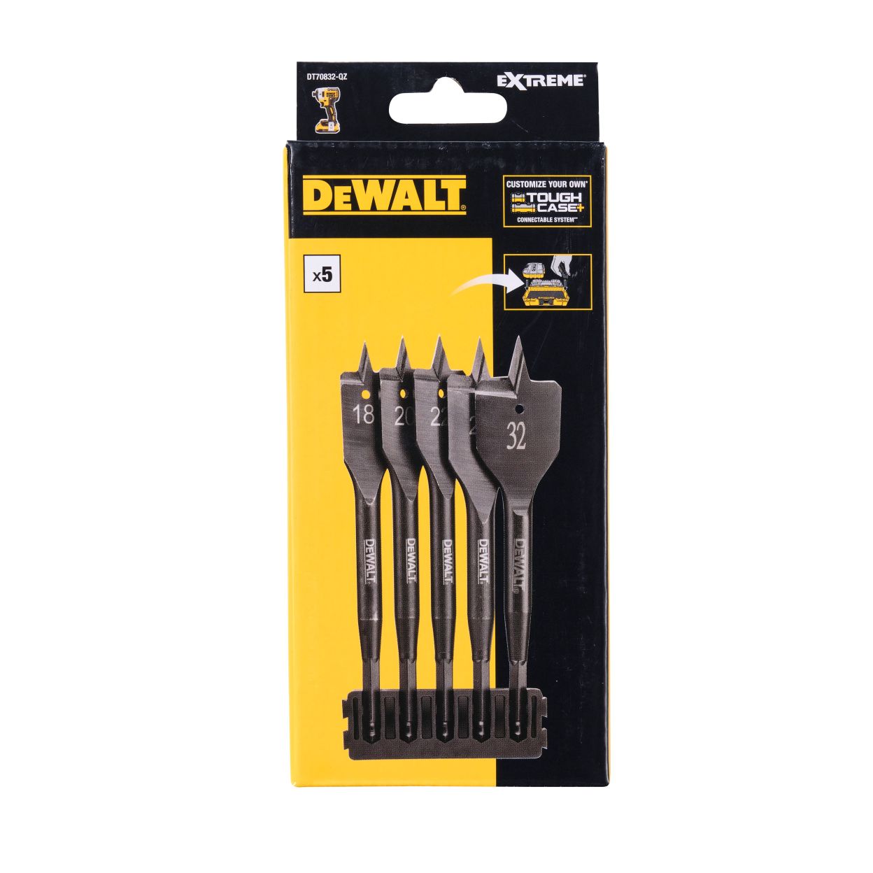 Набор перьевых сверл по дереву DEWALT DT70832, 18-32 мм, 5 шт. (DT70832-QZ)