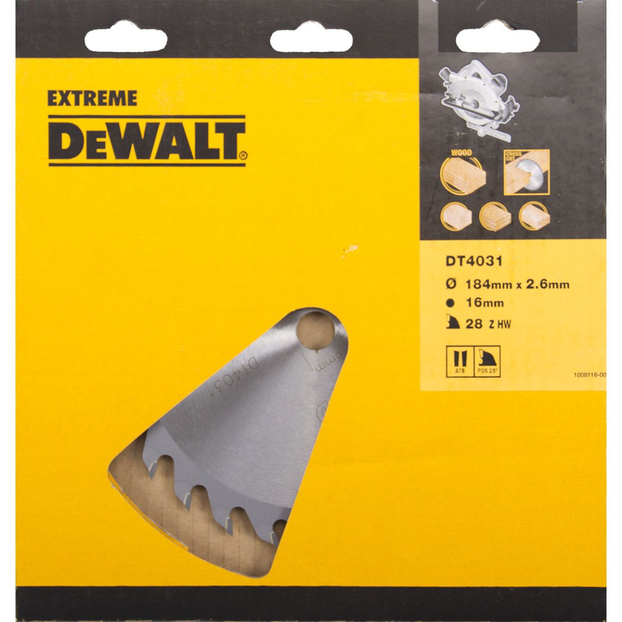 Пильный диск DEWALT EXTREME WORKSHOP DT4031, 184/16 мм.