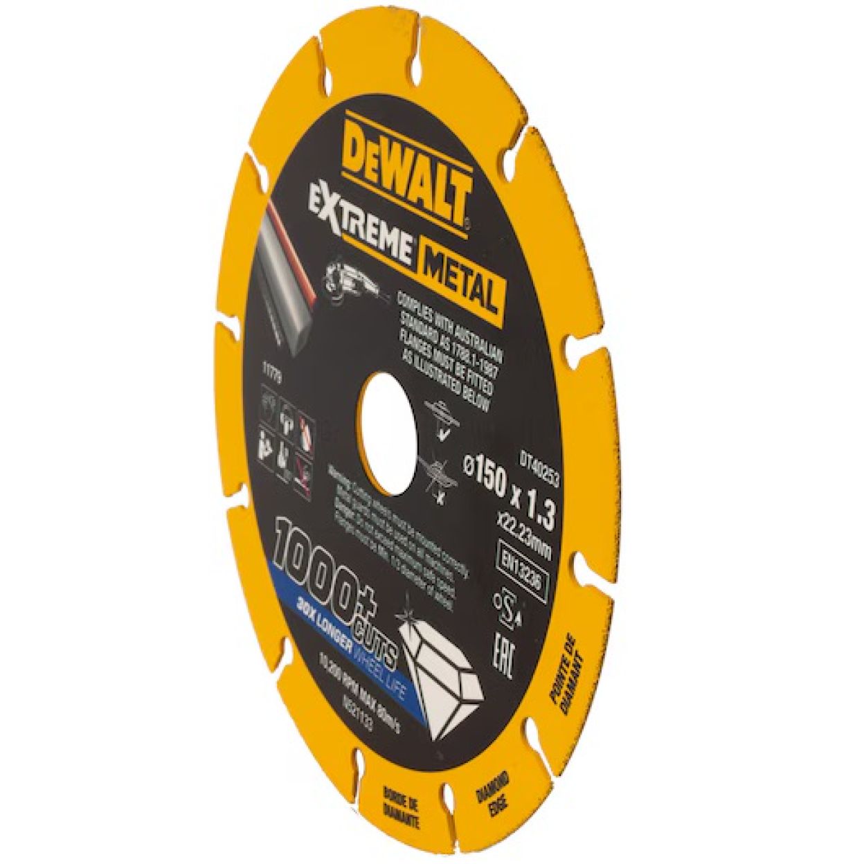 Диск алмазный DEWALT DT40253, по металлу, 150х22.23х1.3 мм, 1 шт. (DT40253-QZ)