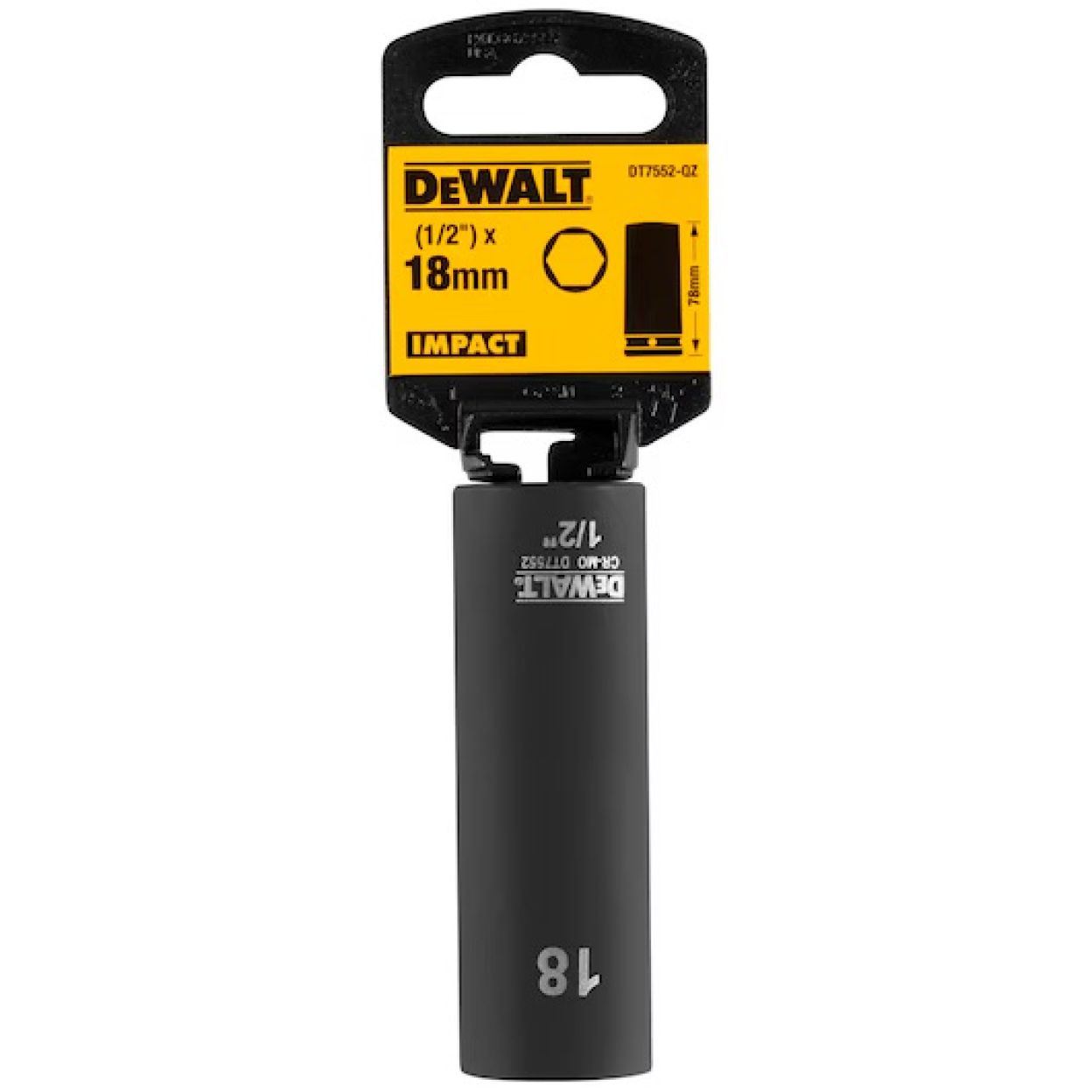 Ударная накидная головка DeWALT DT7552, длинная 18 MM 1/2