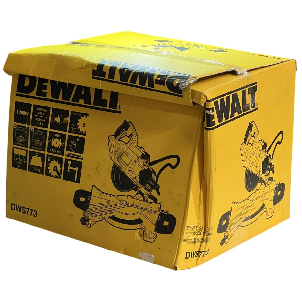 Торцовочная пила DEWALT DWS773, 1300 Вт, 216 мм, 4600 об/мин (DWS773-QS/U1), уцененный товар