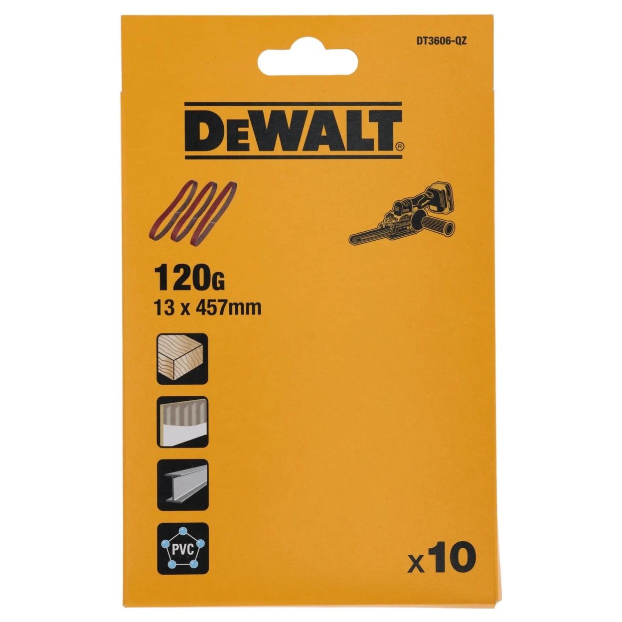 Шлифленты DEWALT DT3606, 13 x 457 мм, 120G, 10 шт.