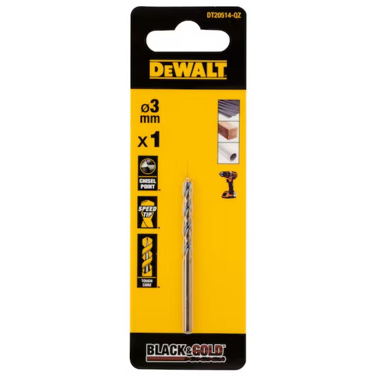 Сверло по металлу DEWALT DT20514, 3x33x61 мм, 1 шт. (DT20514-QZ)