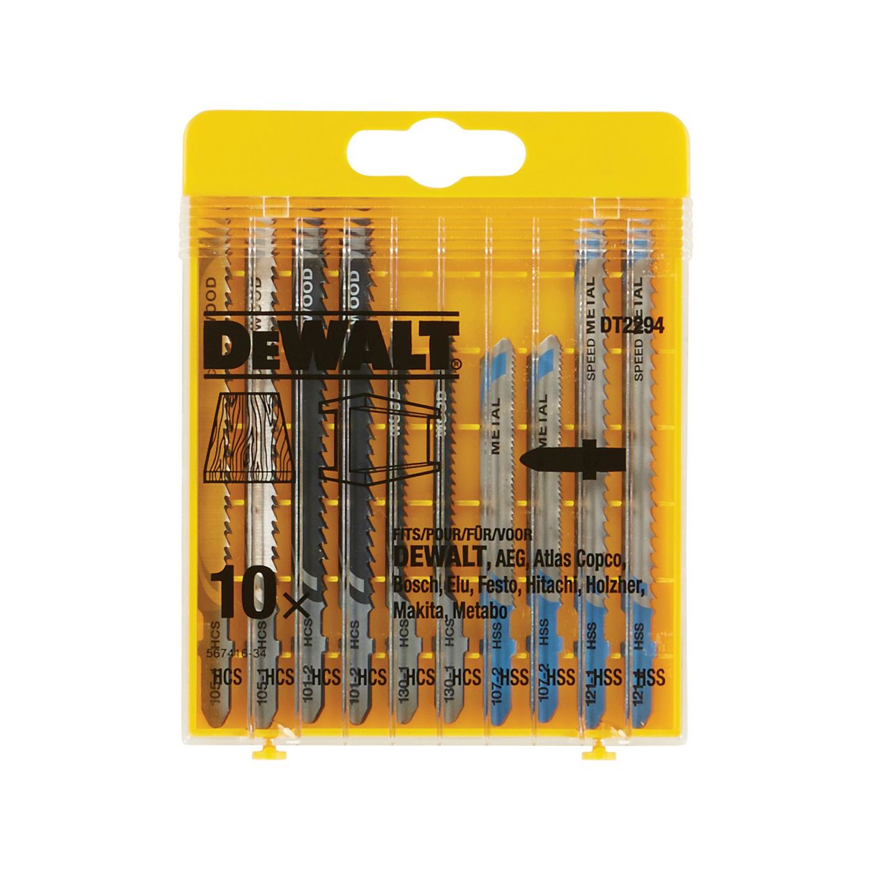 Пилка для лобзика DEWALT DT2294-QZ, по дереву и металлу, 10 шт.