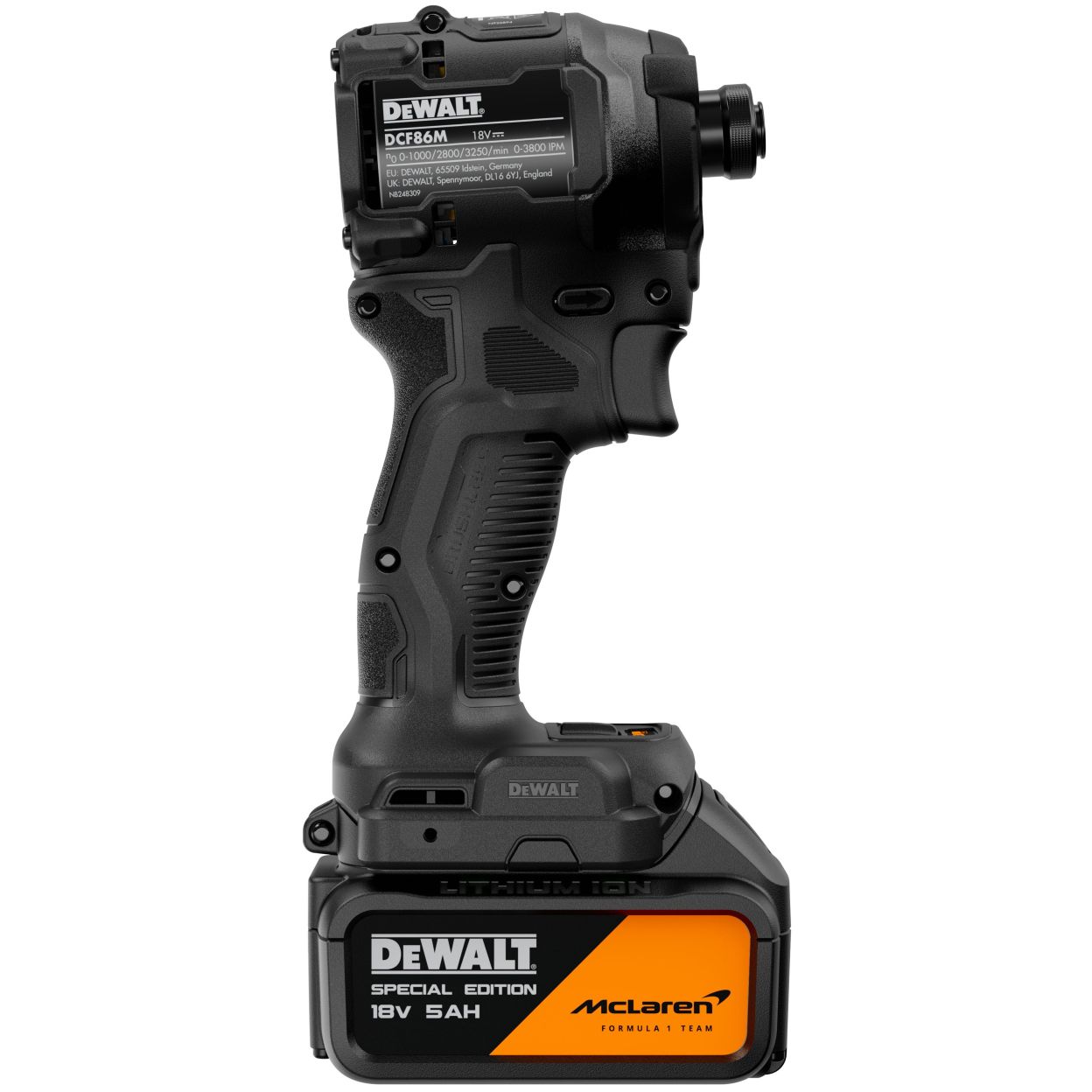 Аккумуляторный шуруповерт DEWALT McLaren Limited Edition DCF86MP2T, 18 В, 205 Нм, 3800 уд/мин, с 2 АКБ 5 Ач и ЗУ, в кейсе TSTAK