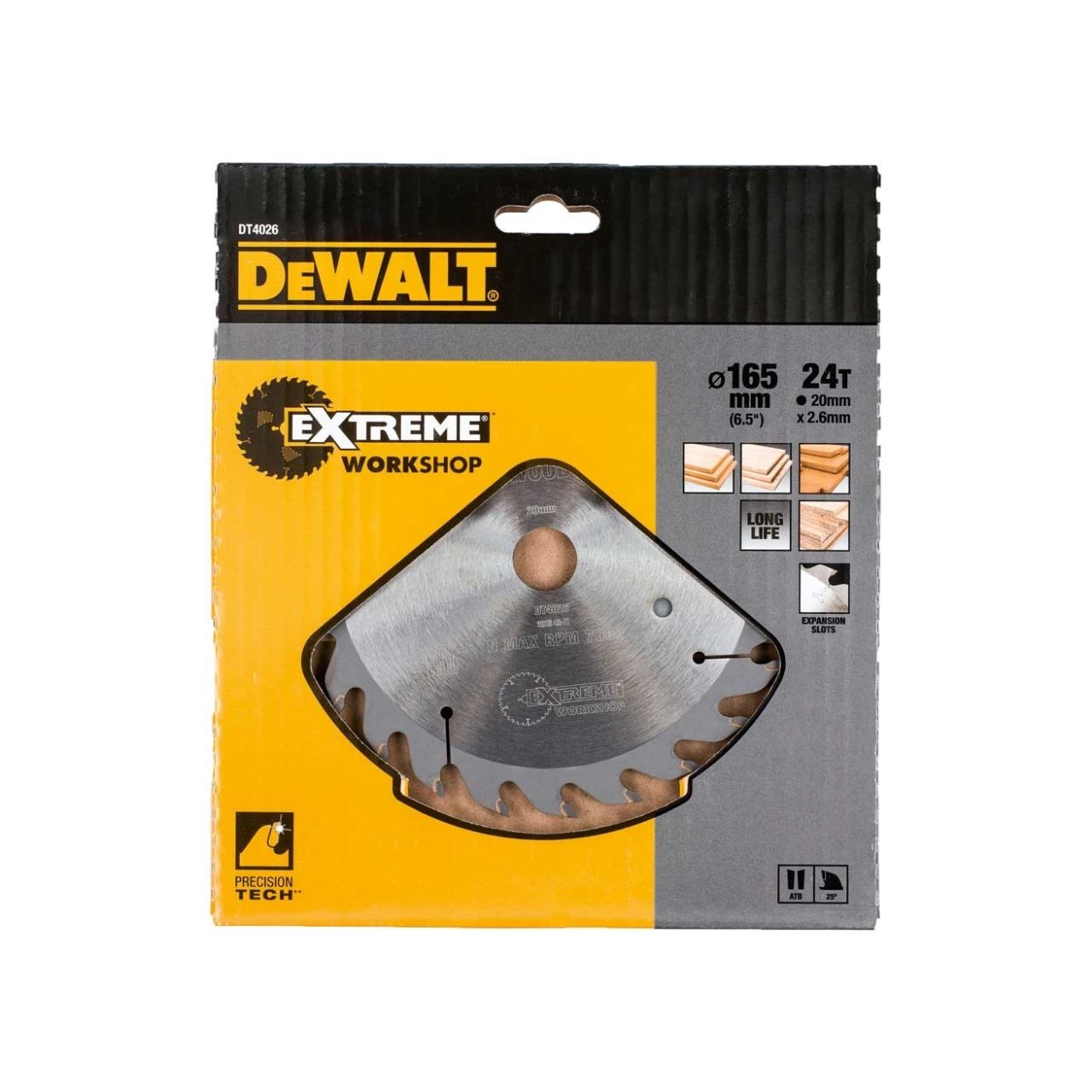 Пильный диск DEWALT EXTREME WORKSHOP DT4026, 165/20 мм.