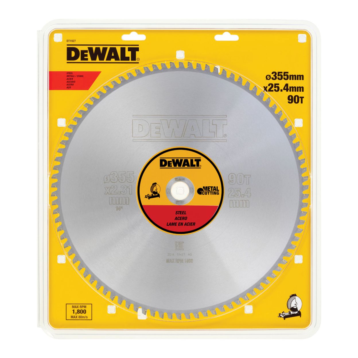 Пильный диск DEWALT METAL CUTTING DT1927, 355/25.4 мм.