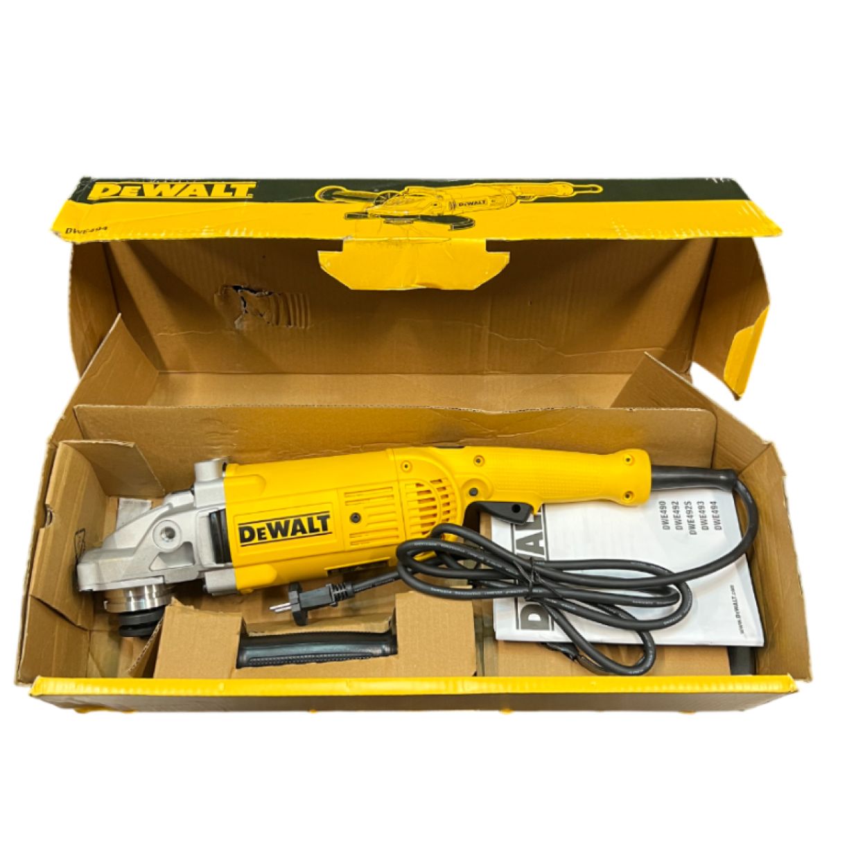 Угловая шлифмашина DEWALT DWE494, 2200 Вт, 230 мм, 6600 об/мин, (УЦЕНЕННЫЙ ТОВАР) (DWE494-QS/U)