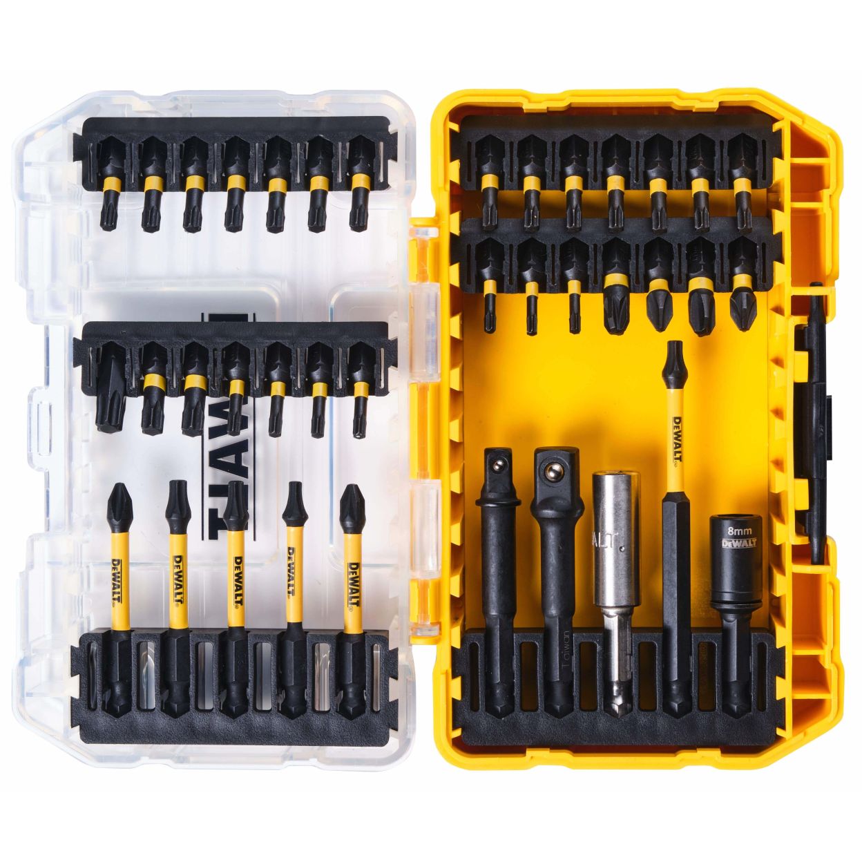 Набор оснастки DEWALT, 38 предметов, в кейсе + защитные очки в комплекте, DT70733T