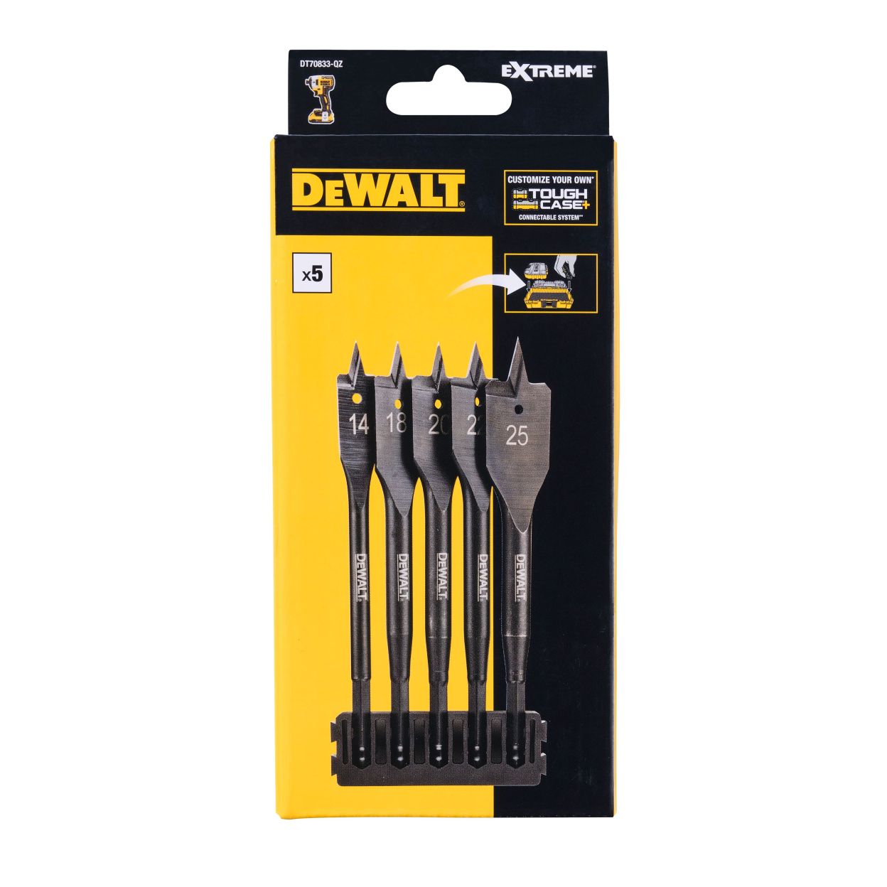 Набор перьевых сверл по дереву DEWALT DT70833, 14-25 мм, 5 шт. (DT70833-QZ)