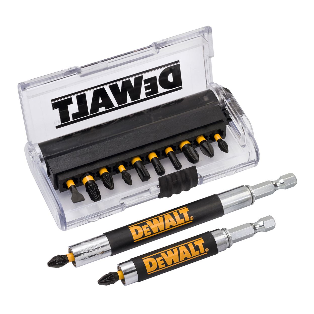 Набор бит DEWALT с двумя магнитными держателями, 25 мм, HEX, 14 шт. (DT70512T-QZ)