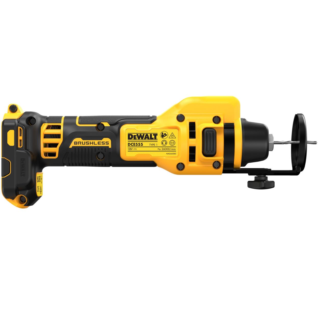 Аккумуляторный фрезер для гипсокартона DEWALT DCE555P1, 18 В, 26000 об/мин, с АКБ 5 Ач и ЗУ (DCE555P1N-XJ)