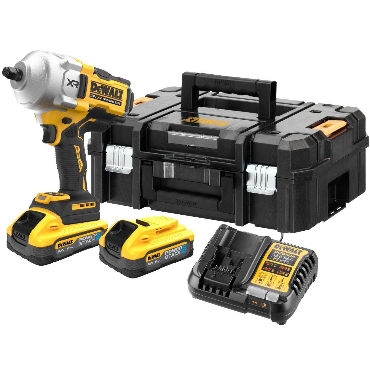 Аккумуляторный гайковерт DEWALT DCF961H2T, 18 В, 2372 Нм, 1890 уд/мин, с 2 АКБ 5 Ач и ЗУ, в кейсе TSTAK (DCF961H2T-QW)