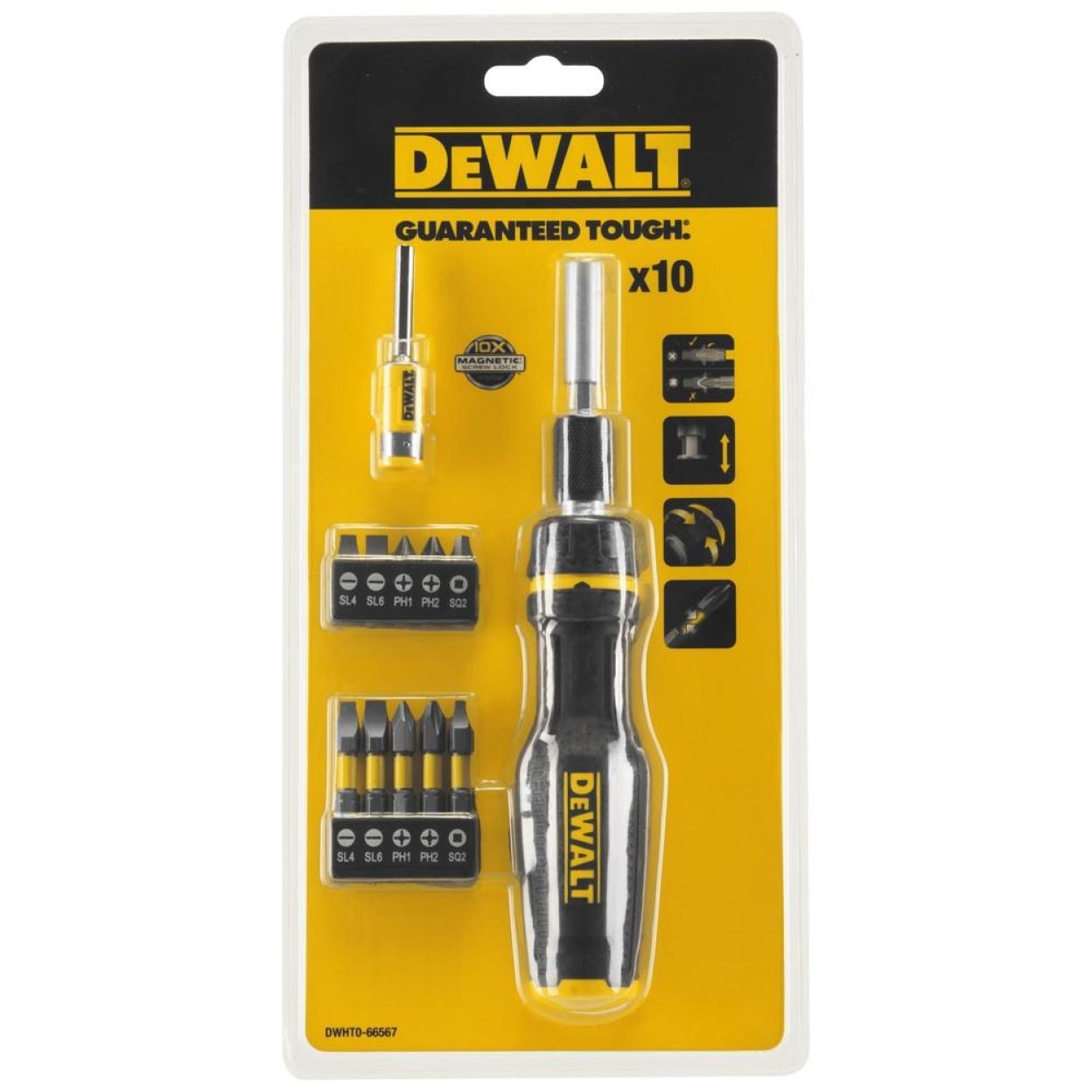 Отвертка с 10 вставками DEWALT DWHT0-66567