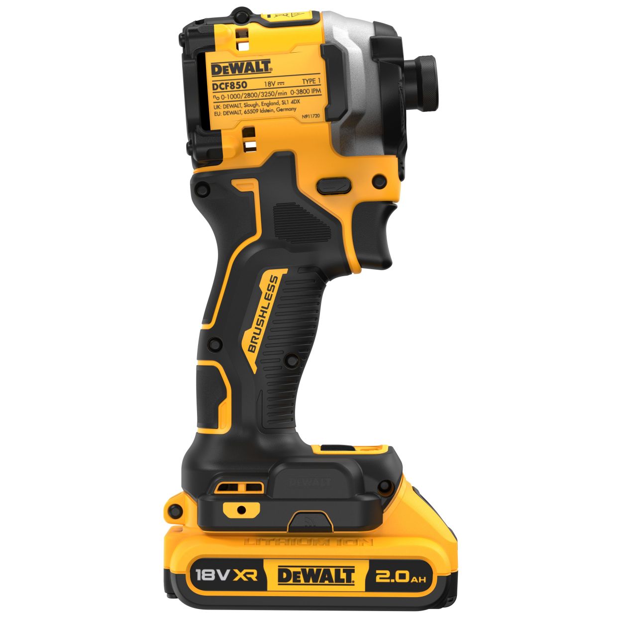 Аккумуляторный шуруповерт DEWALT DCF850D2T, 18 В, 206 Нм, 3800 уд/мин, с 2 АКБ 2 Ач и ЗУ, в кейсе TSTAK (DCF850D2T-QW)