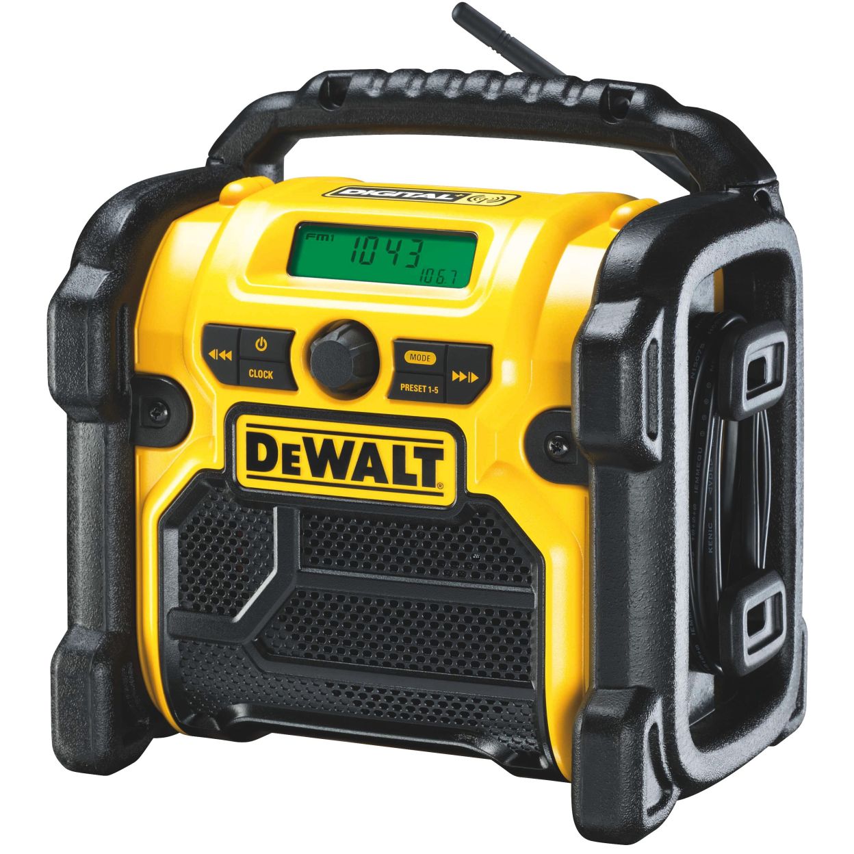 Аккумуляторный радиоприемник DEWALT DCR020, 12/18 В, с возможностью работы от сети, 10 Вт, без АКБ и ЗУ (DCR020-XJ)