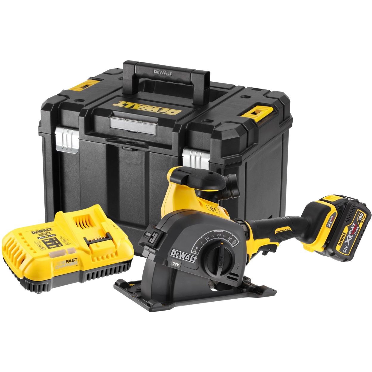 Аккумуляторный штроборез DEWALT DCG200X1T, 54 В, 125 мм, 9000 об/мин, с АКБ 3 Ач и ЗУ, в кейсе TSTAK (DCG200X1NT-XJ)