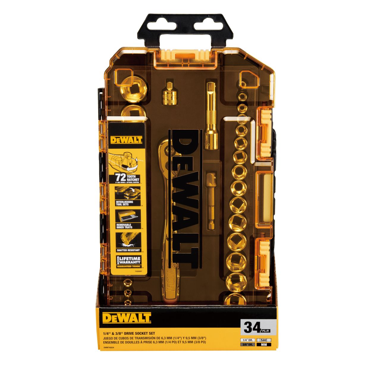 Набор торцевых головок DEWALT DWMT45034-0, 1/4-3/8", 4-22 мм, 34 шт., в кейсе
