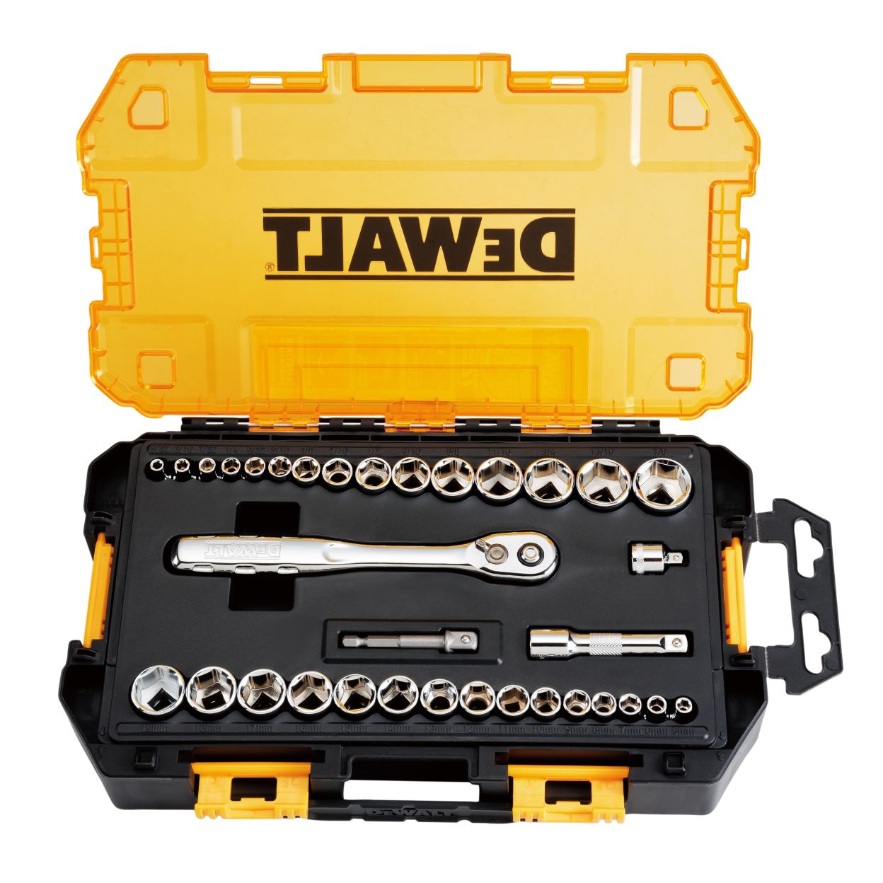 Набор торцевых головок DEWALT DWMT45034-0, 1/4-3/8", 4-22 мм, 34 шт., в кейсе