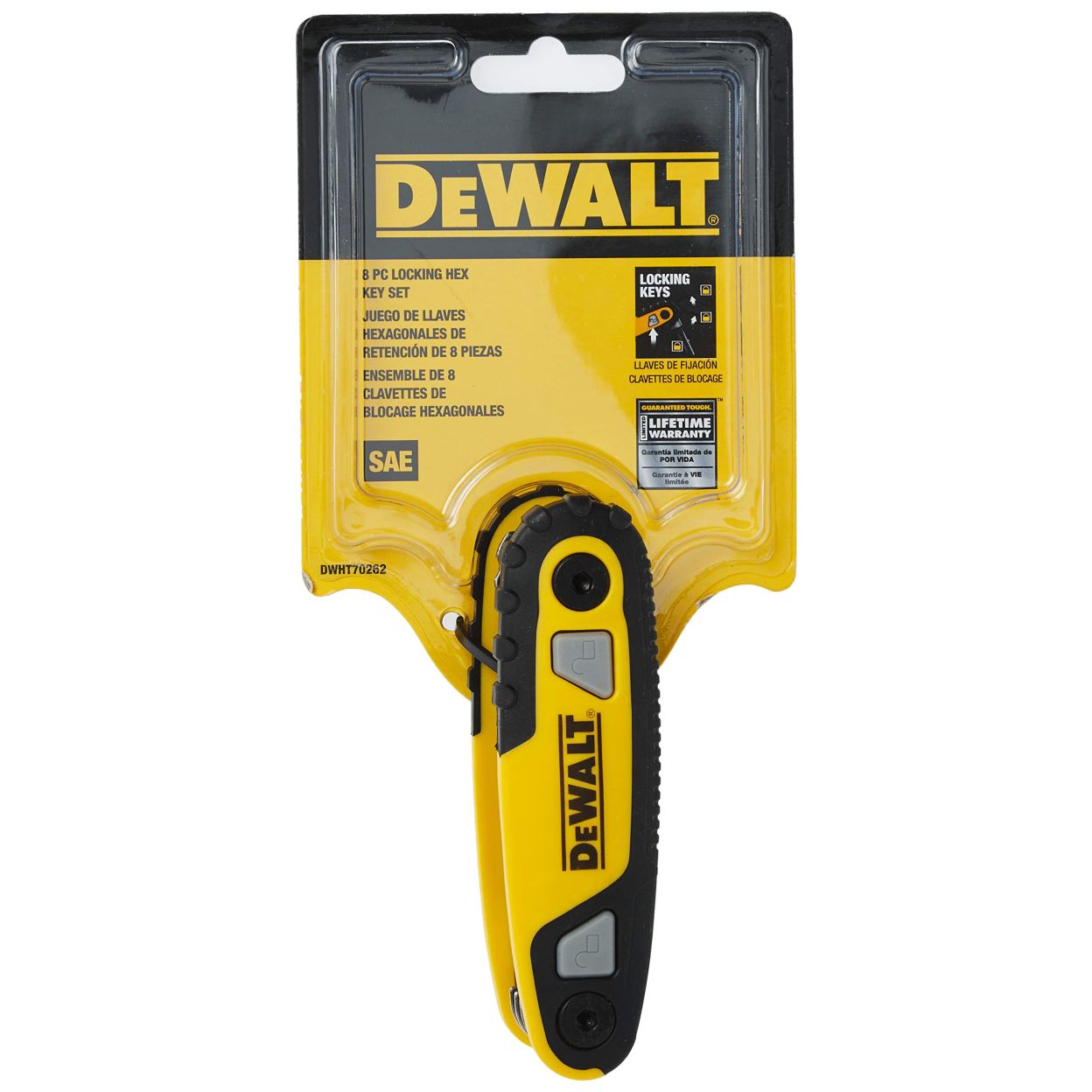 Набор дюймовых шестигранных ключей DEWALT DWHT70262M, 3/32"-1/4", 8 шт.