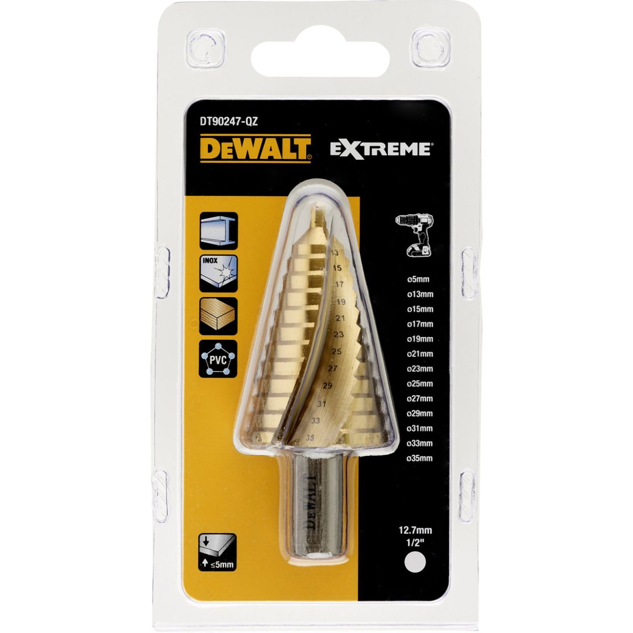 Сверло ступенчатое по металлу DEWALT DT90247, 5-35 мм, 1 шт. (DT90247-QZ)