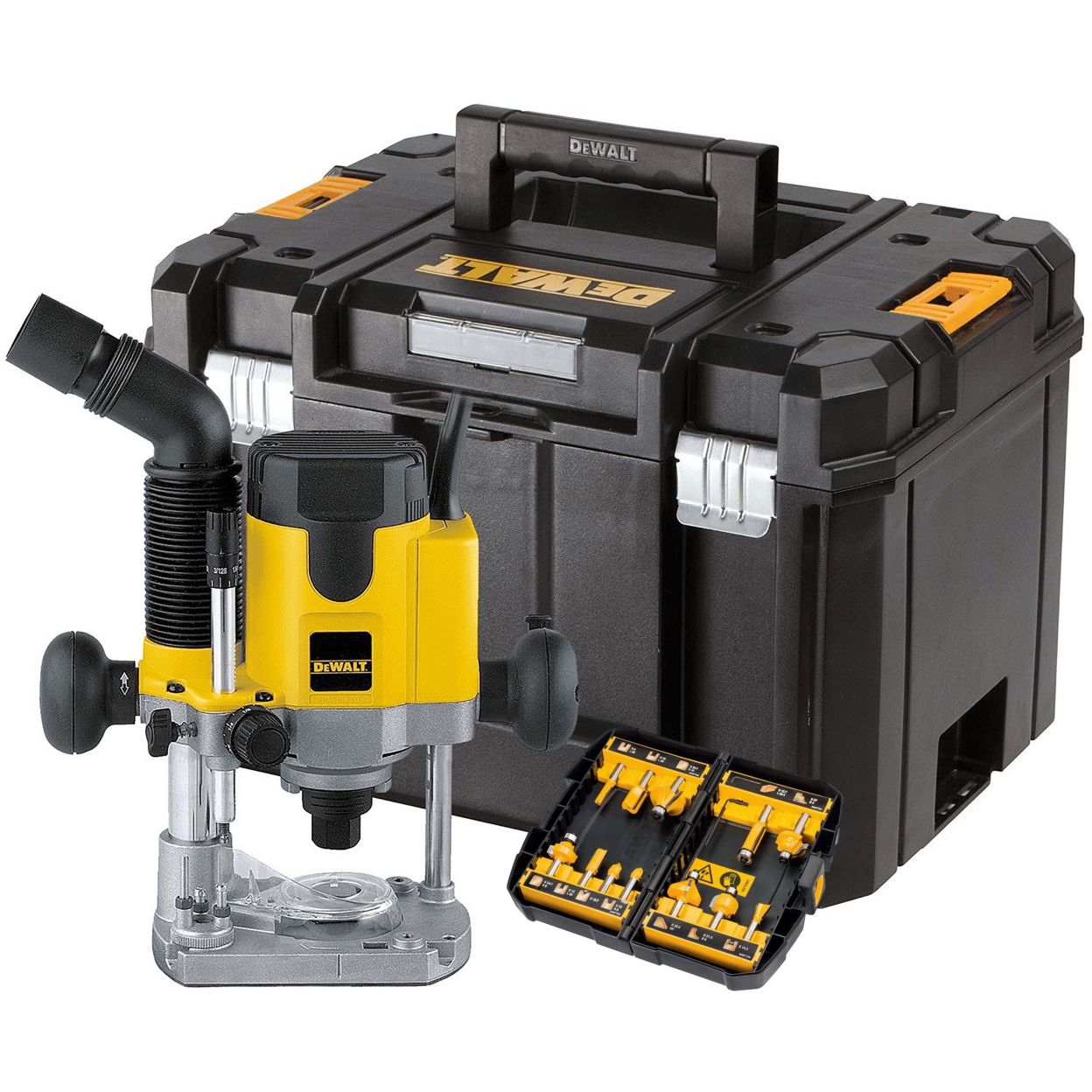 Вертикальный фрезер DEWALT DW621KTX, 1100 Вт, 24000 об/мин, 55 мм, с набором фрез, в кейсе TSTAK (DW621KTX-QS)