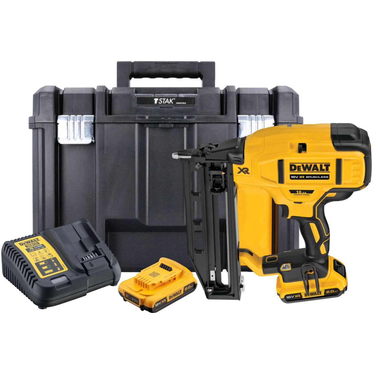 Аккумуляторный гвоздезабивной пистолет DEWALT DCN662D2, 18 В, 48 Дж, с 2 АКБ 2 Ач и ЗУ, в кейсе TSTAK (DCN662D2-QW)