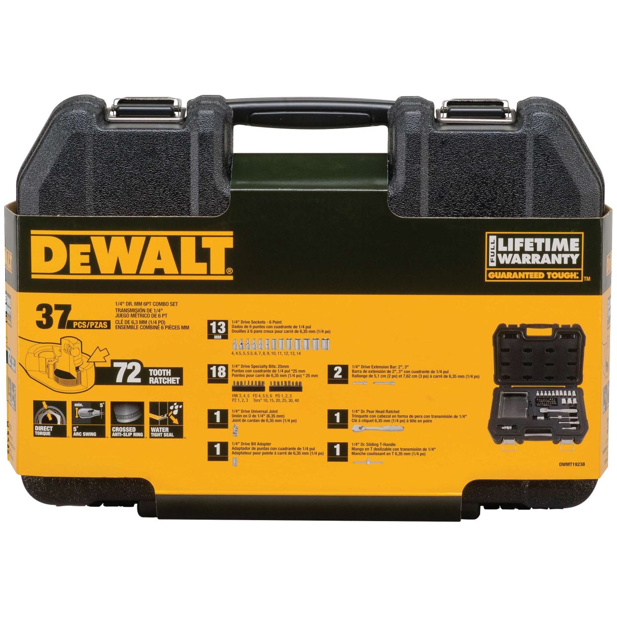 Набор бит и торцевых головок DEWALT DWMT19238-1, 37 шт., в кейсе