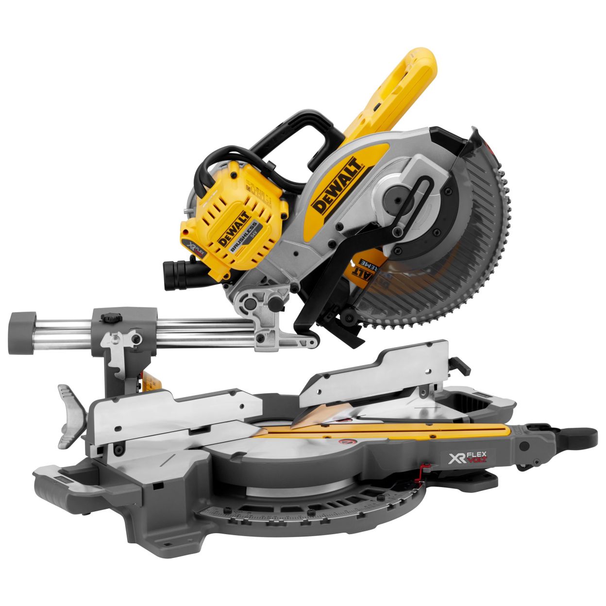 Аккумуляторная торцовочная пила DEWALT DCS727T2, 54 В, 250 мм, 4300 об/мин, с 2 АКБ 2 Ач и ЗУ (DCS727T2-QW)