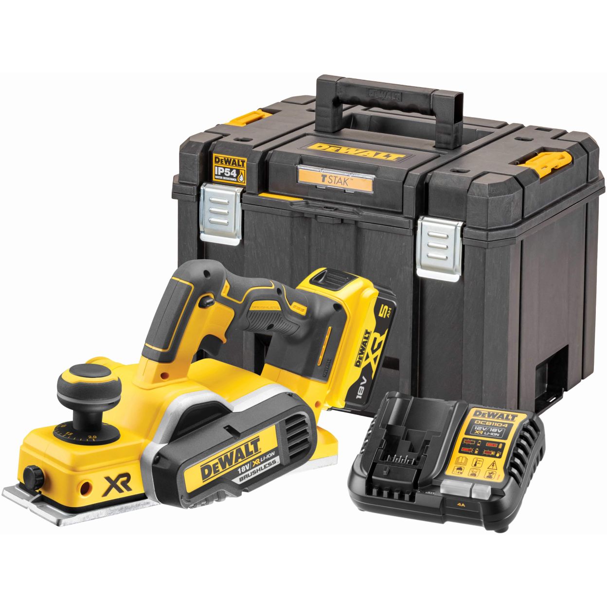 Аккумуляторный рубанок DEWALT DCP580P1T, 18 В, 15000 об/мин, 82 мм, с АКБ 5 Ач и ЗУ, в кейсе TSTAK (DCP580P1NT-XJ)