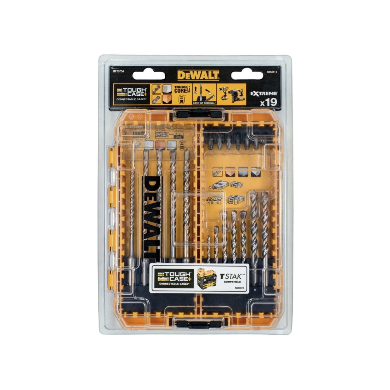 Набор буров, сверл и бит (19 шт.)  Extreme DEWALT DT70754