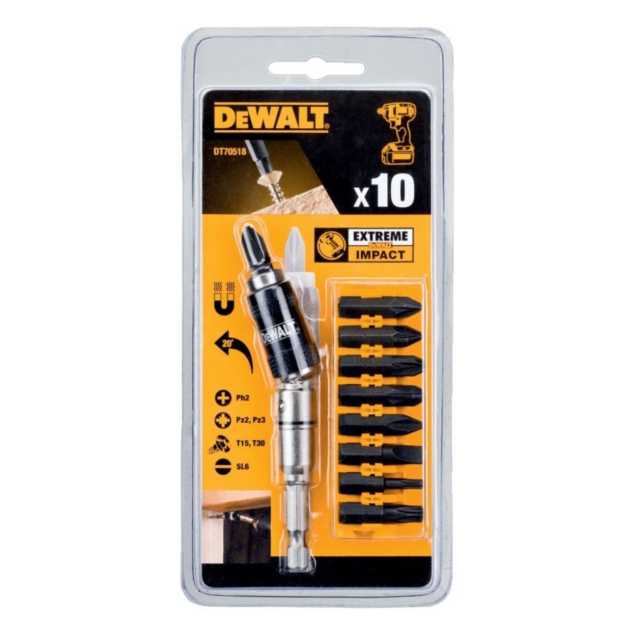 Набор бит (10 шт.) IMPACT DEWALT DT70518