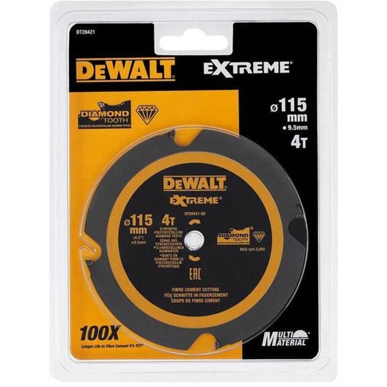 Пильный диск DEWALT DT20421, EXTREME 115 x 9.5 мм 4T