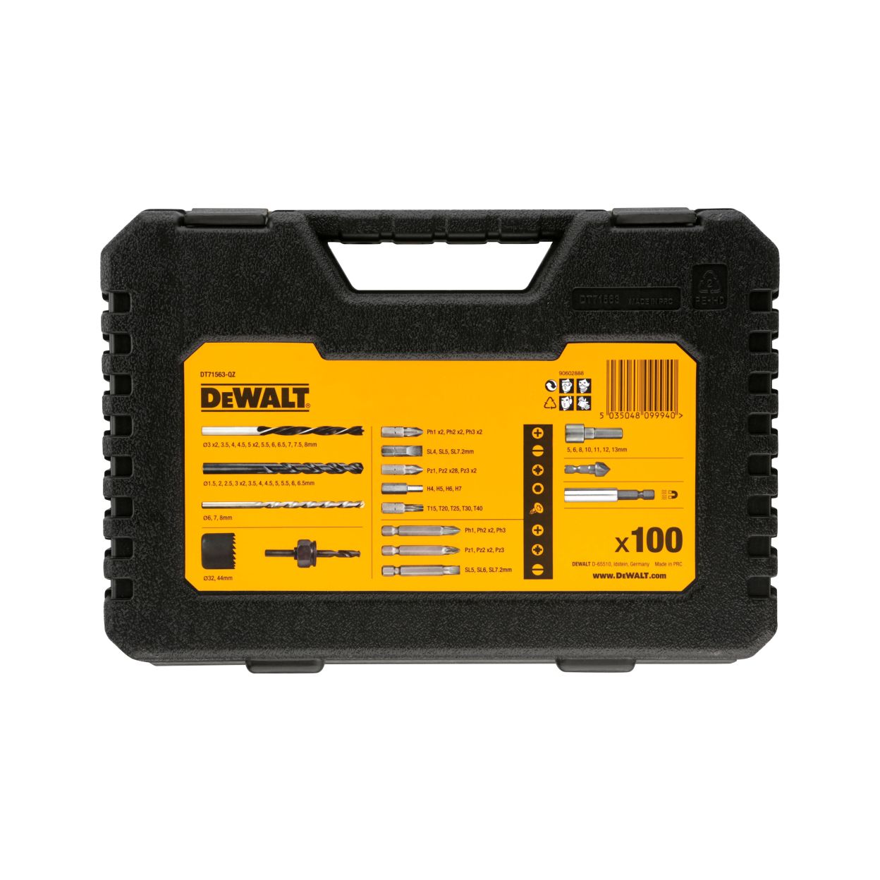 Набор сверл и насадок DEWALT DT71563, 100 предметов в пластиковом кейсе