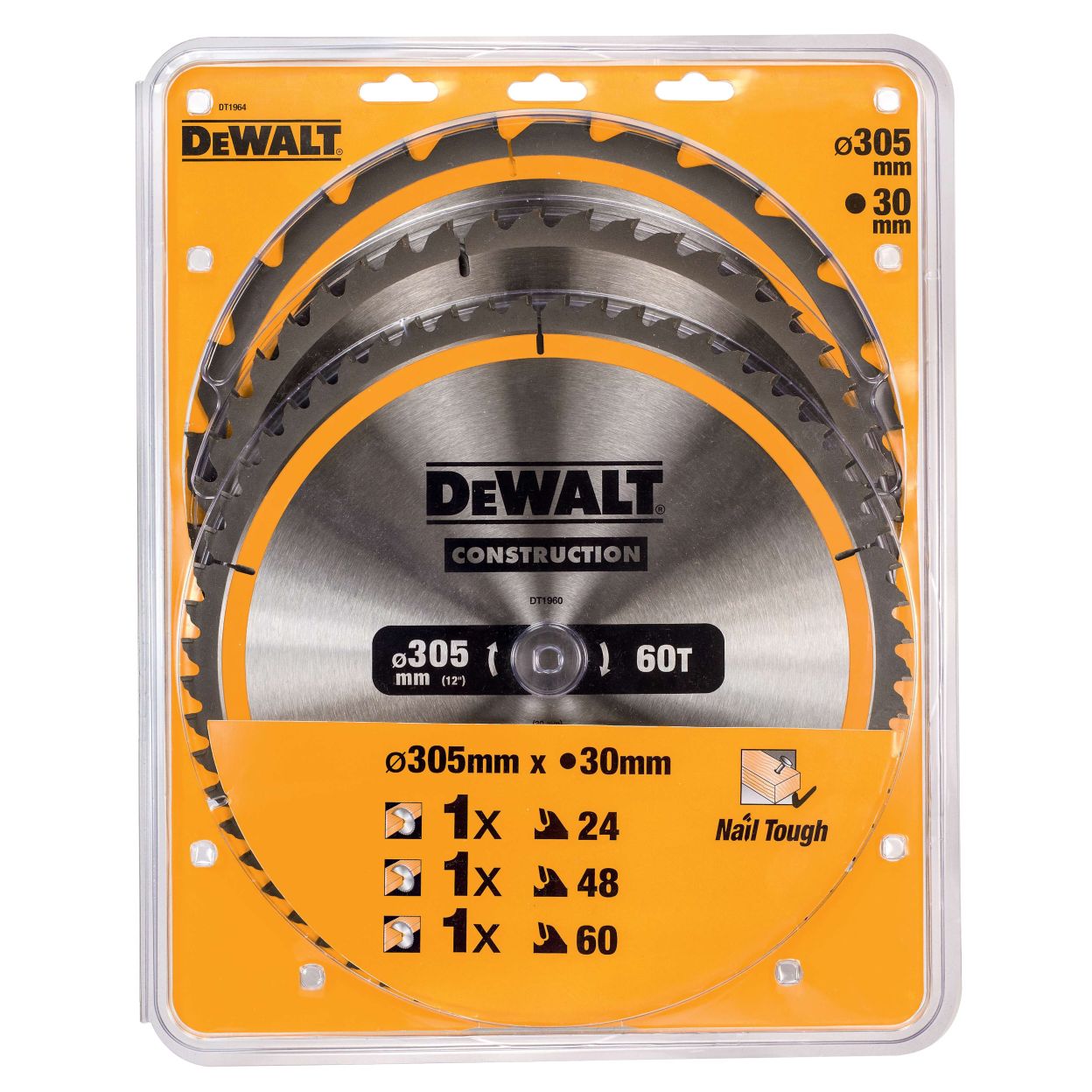 Пильный диск по дереву DEWALT DT1964, 305х30х2 мм, 3 шт. (DT1964-QZ)