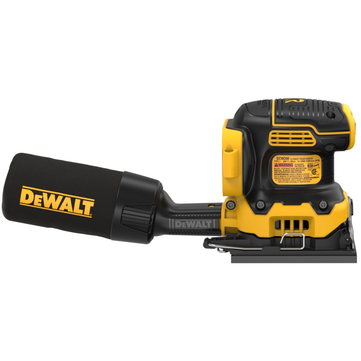 Аккумуляторная плоскошлифовальная машина DEWALT DCW200B, 20 В, 13500 кол/мин, без АКБ и ЗУ (DCW200B-XJ)