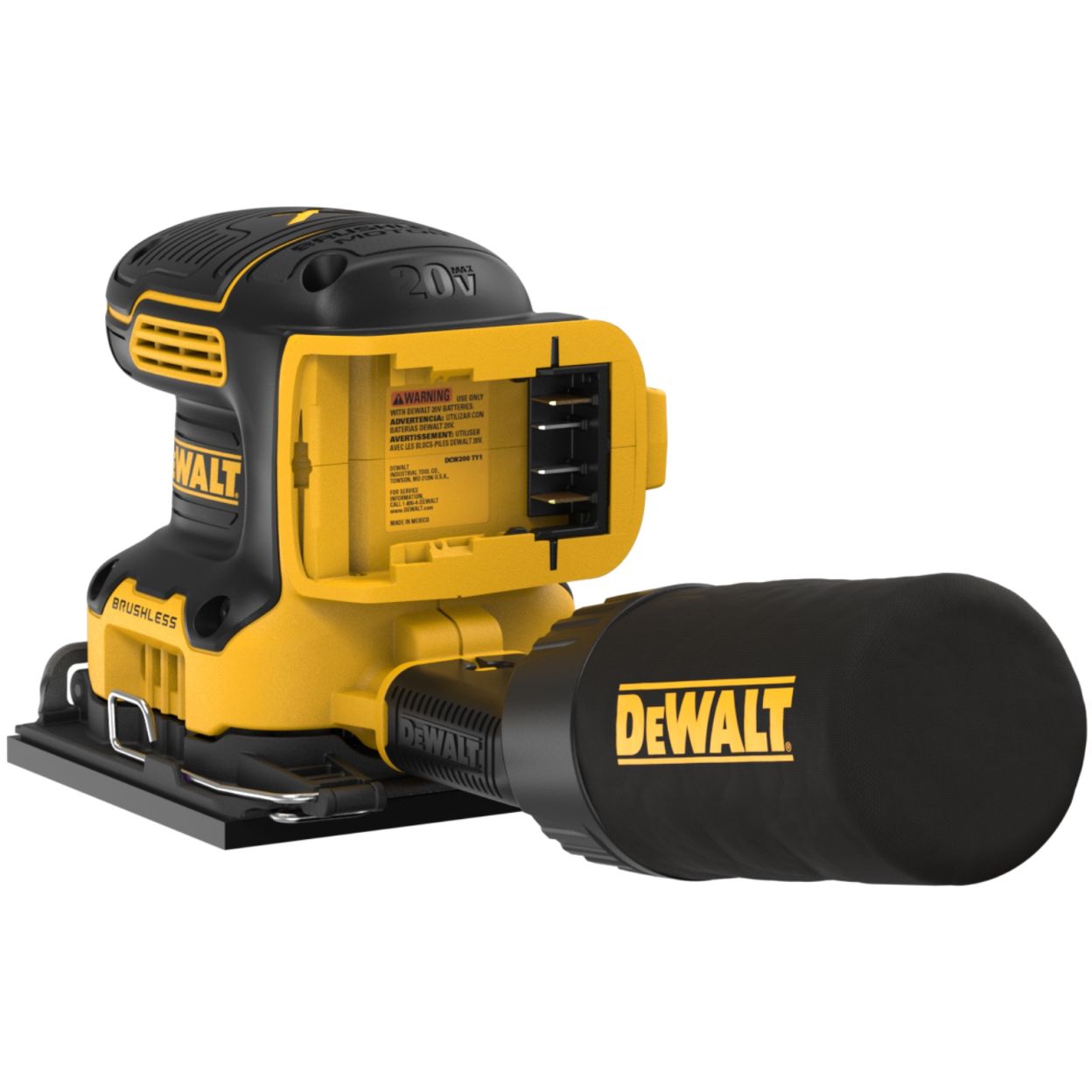 Аккумуляторная плоскошлифовальная машина DEWALT DCW200B, 20 В, 13500 кол/мин, без АКБ и ЗУ (DCW200B-XJ)