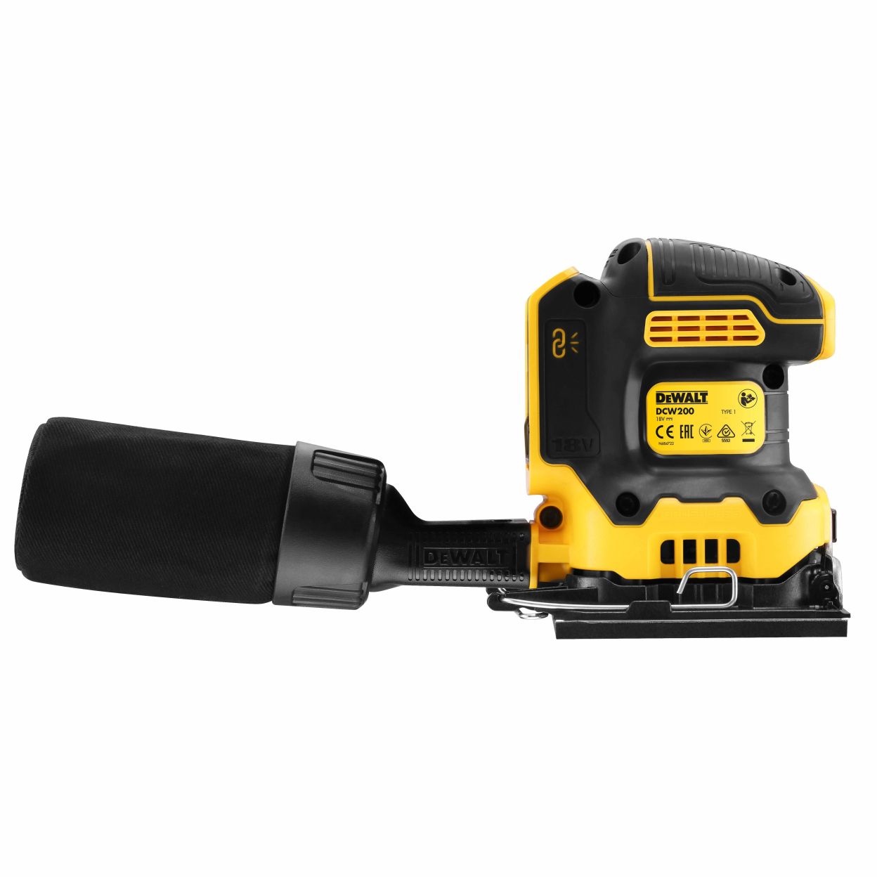 Аккумуляторная плоскошлифовальная машина DEWALT DCW200P1, 18 В, 13500 кол/мин, с АКБ 5 Ач и ЗУ (DCW200P1N-XJ)