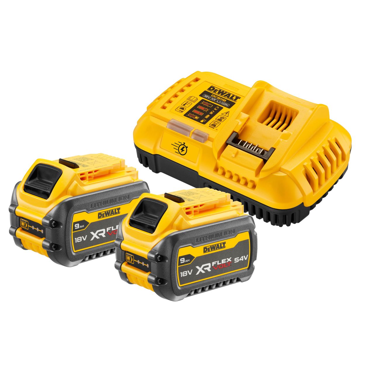 Набор DEWALT DCB118X2: 2 АКБ FLEXVOLT DCB547, Li-Ion, 18/54 В, 9/3 Ач и быстрое зарядное устройство DCB118, 18/54 В, 8 А