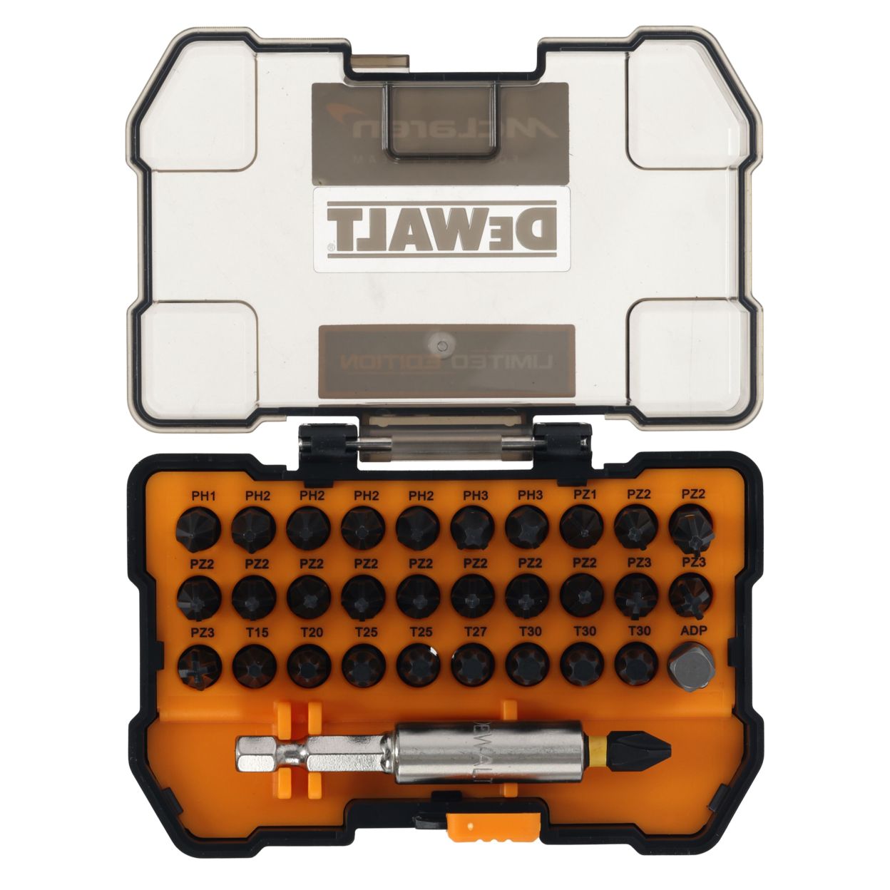 Набор бит DEWALT McLaren Limited Edition DT70901T, PH/PZ/Torx, 25 мм, 32 шт., в кейсе (DT70901T-QZ)