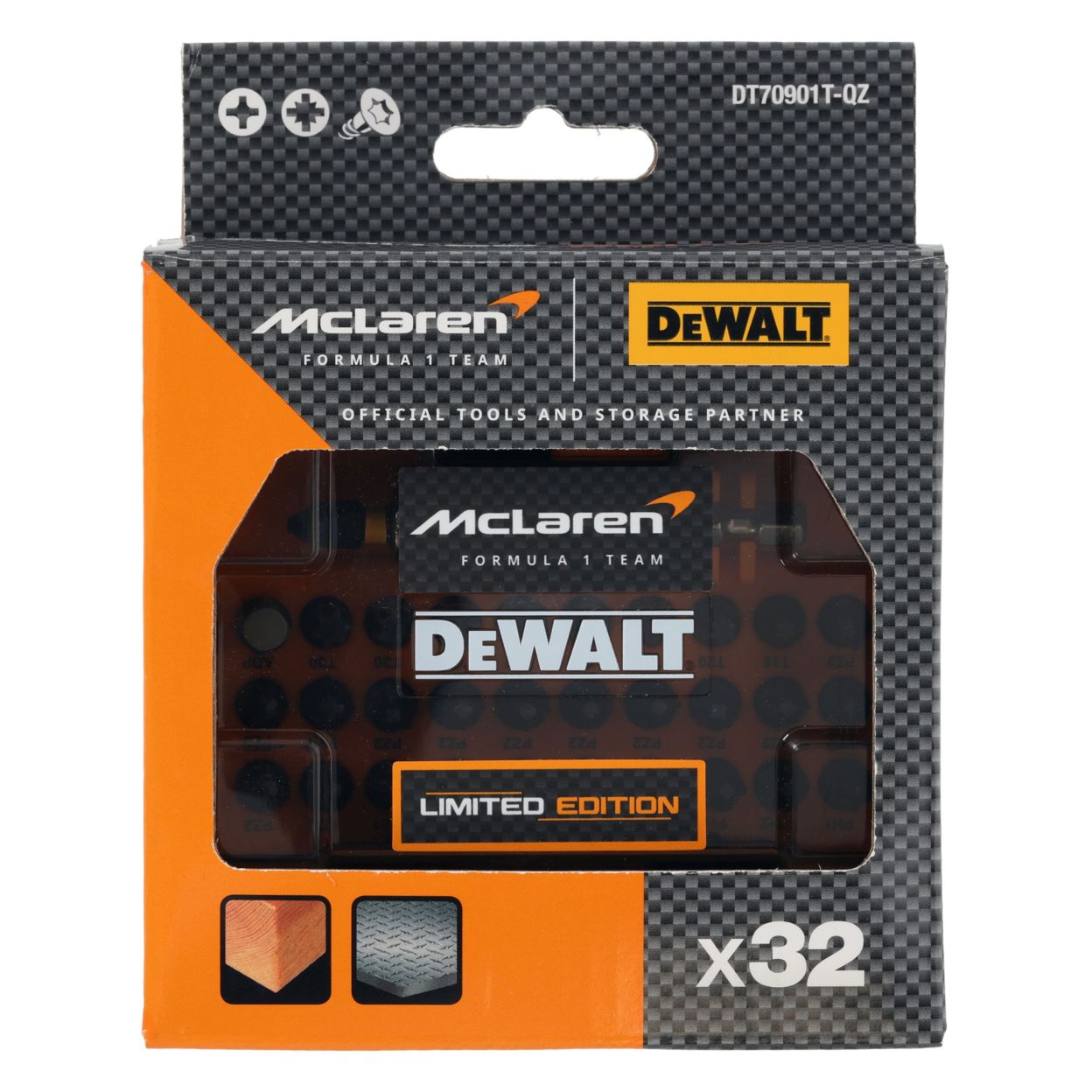 Набор бит DEWALT McLaren Limited Edition DT70901T, PH/PZ/Torx, 25 мм, 32 шт., в кейсе (DT70901T-QZ)