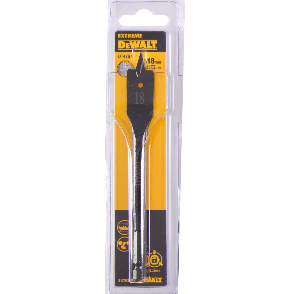 Сверло DEWALT EXTREME DT4767, по дереву перьевое IMPACT 1/4 дюйма 18 x 152 мм